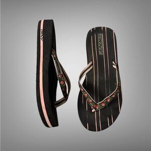 DKNY Black and Pink Striped Sandals